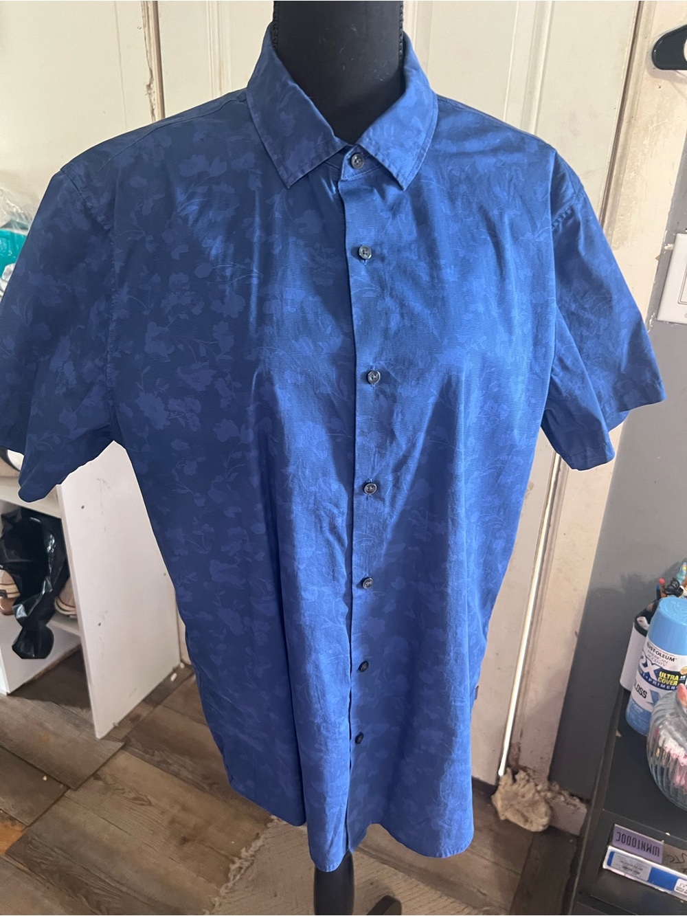 Michael Kors Men's Short-Sleeve Button-Down Shirt in Deep Blue Floral